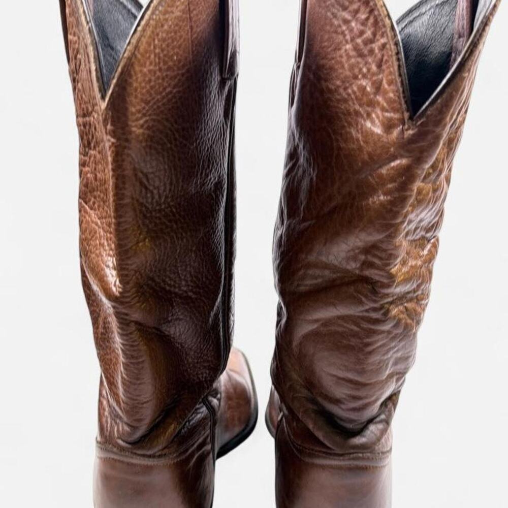 Tony Lama Brown Leather Heeled Cowboy Boots - Picture 4 of 8